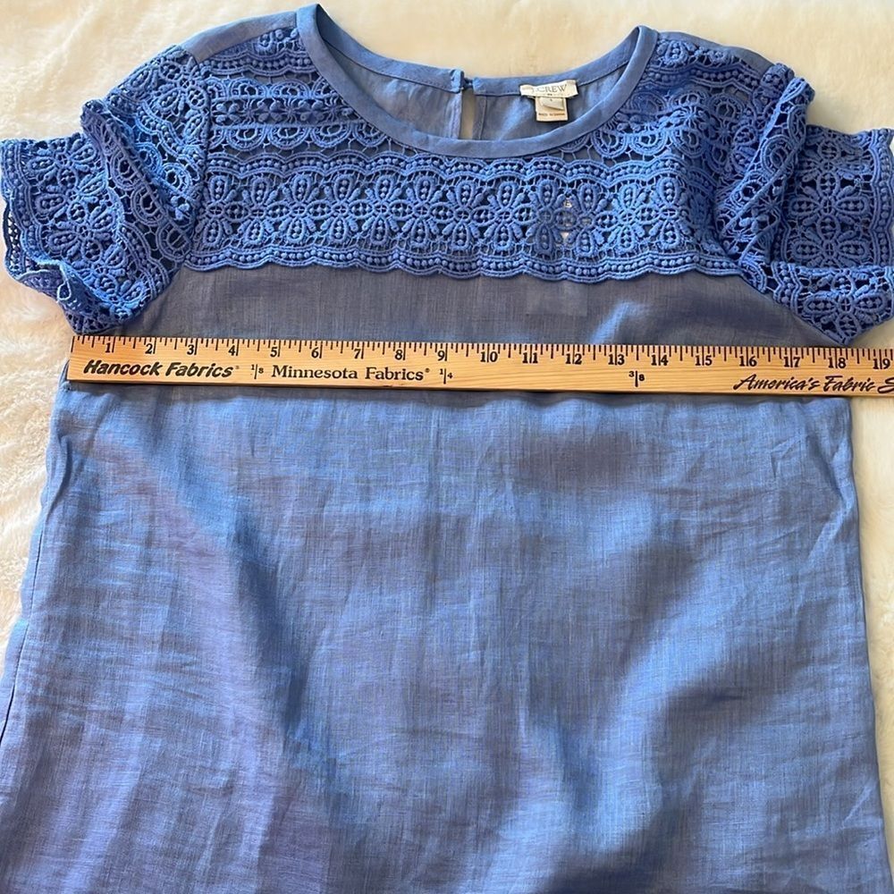 New! J. Crew Factory Linen Top Crochet Women's Size 2 Blue NWT - Picture 8 of 13